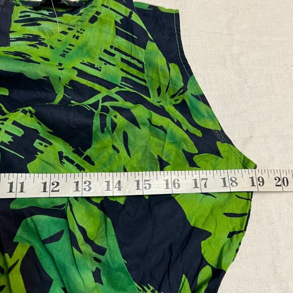 Banana Republic 8P Petite Linen Blend Dress – Green Tropical Leaf Print Sheath - Picture 7 of 11